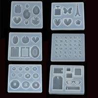 1pcs craft diy transparent uv resin liquid silicone mold 6 styles pendant charms for diy earrings necklace making jewelry