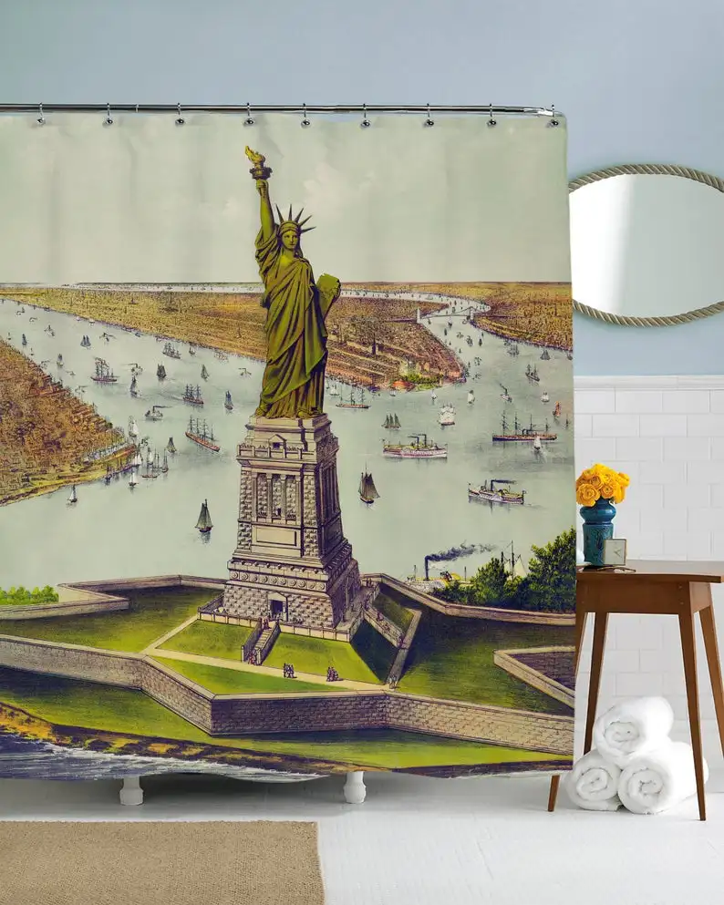 

Статуя Свободы Нью-Йорка, декор для ванной комнаты, занавеска для душа