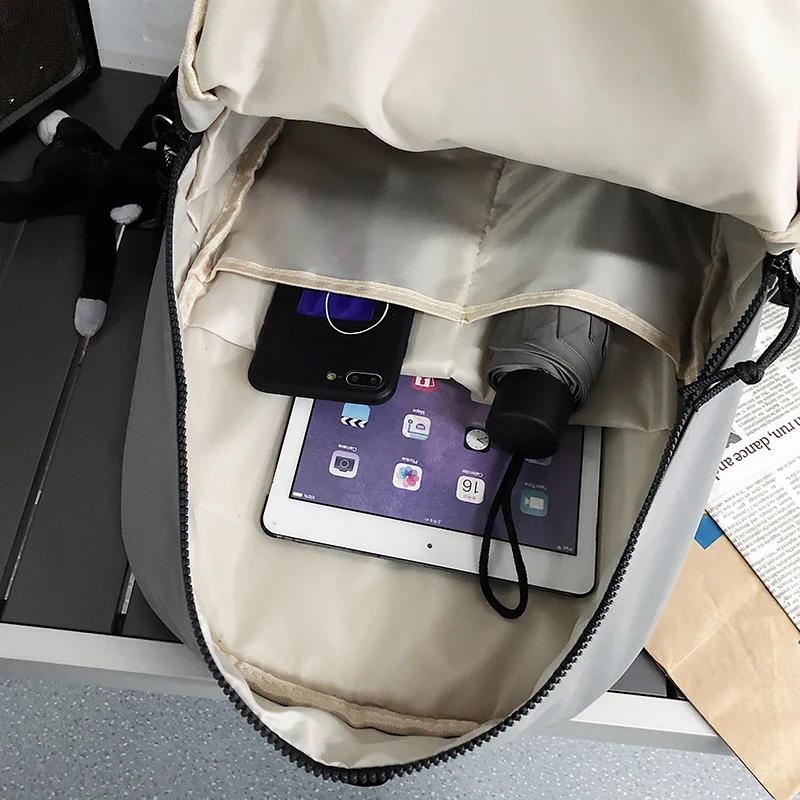 

HOCODO Couple Backpack Women Solid Color School Bag Unisex Laptop Backpack Travel Shoulder Bag Simple Female Student Schoolbag