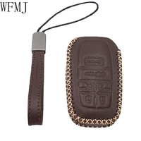 wfmj brown leather for 2021 2022 toyota sienna 6 buttons key fob case holder cover chain