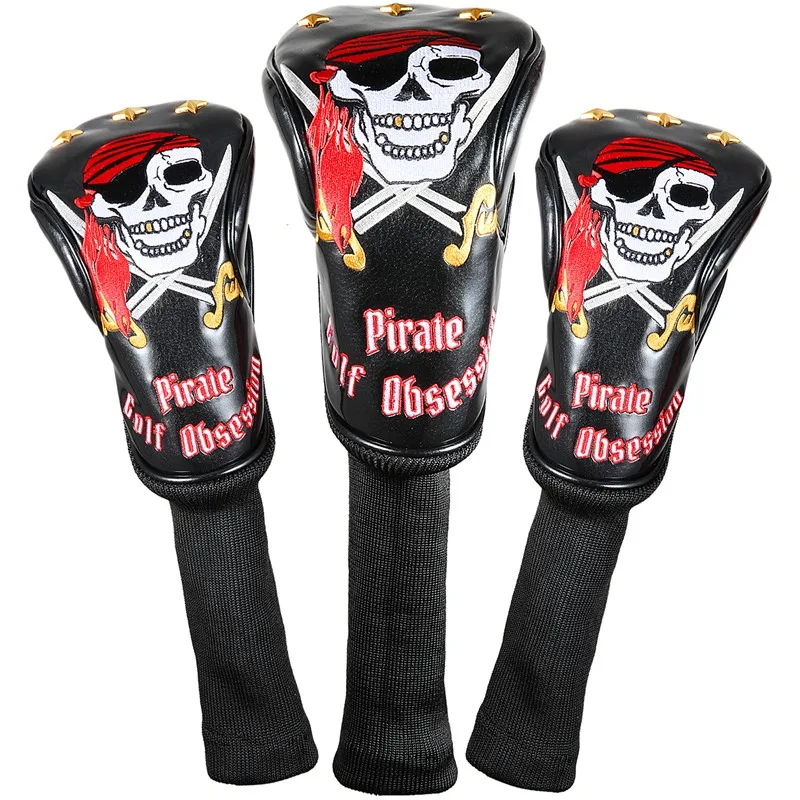 3pcs Siranlive пиратский#1,#3,#5 H гольф Headcovers 4 шт./компл. 460CC драйвер/Фервей древесина/Гибридный чехол из искусственной кожи повязки на голову, комплект - Цвет: 3pcs