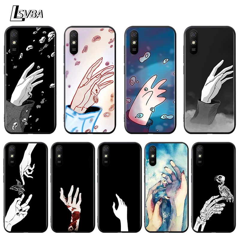 

Animation Artistic Hand For Xiaomi Redmi 9 9C 9A 9I 9T 10X 8A 8 7A 7 6A 6 5 S2 Y3 Y2 GO K20 Pro Prime Black Phone Case