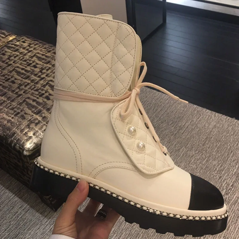 Женские ботинки в байкерском стиле зимняя обувь из натуральной кожи брендовая