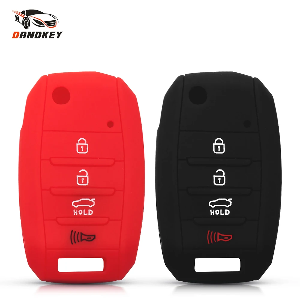 Dandkey Silicone Car Key Case For Kia Sportage 2011 Optima Rio 2019 Forte Ceed Funda Sorento 4 Buttons Flip Holder Fob Cover | Автомобили