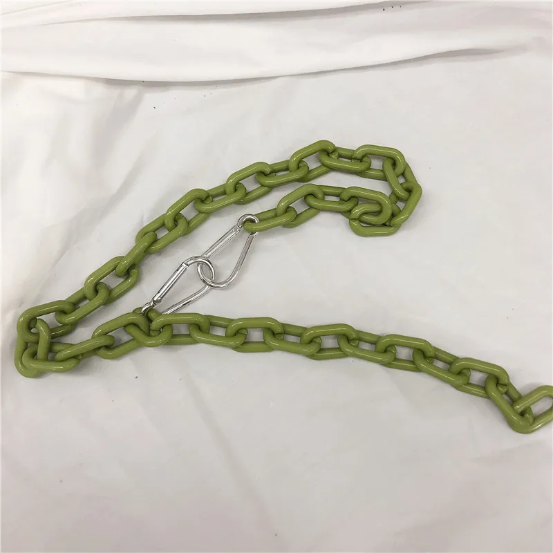 green pant chain Панк Стиль Модные Акриловые твердые ожерелье браслет для женщин Ins Горячая Хип Хоп смолы штаны с цепочкой ювелирные изделия Harajuku унисекс чокеры - Окраска металла: green pant chain