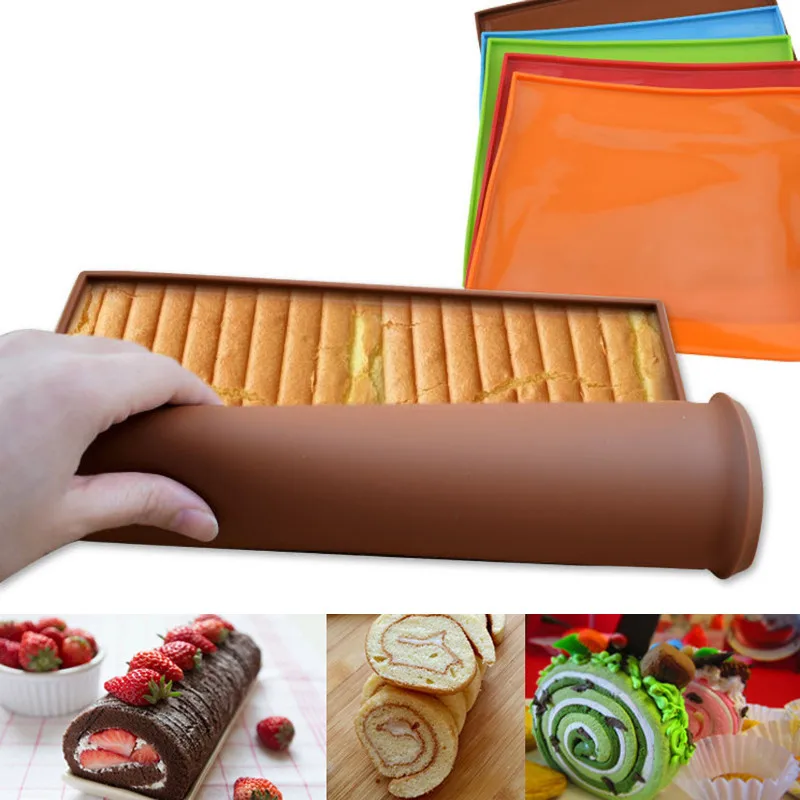 

1 PC Swiss Roll Mats Nonstick Kitchen Accessories Cake Rolls Molds Cake Pad Silicone Baking Rug Mat Pastry Tools