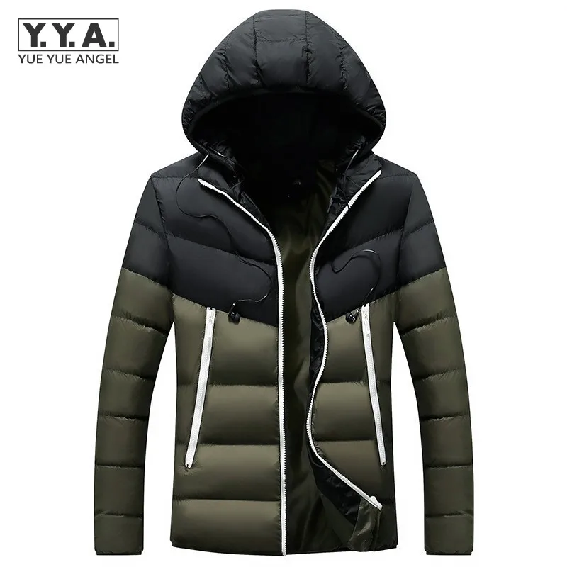 

2021 Winter Parkas Mens Thick Warm Cold Jacket Slim Fit Stand Collar Detachable Hat Men Parka Coat Casual Hooded Short Overcoat