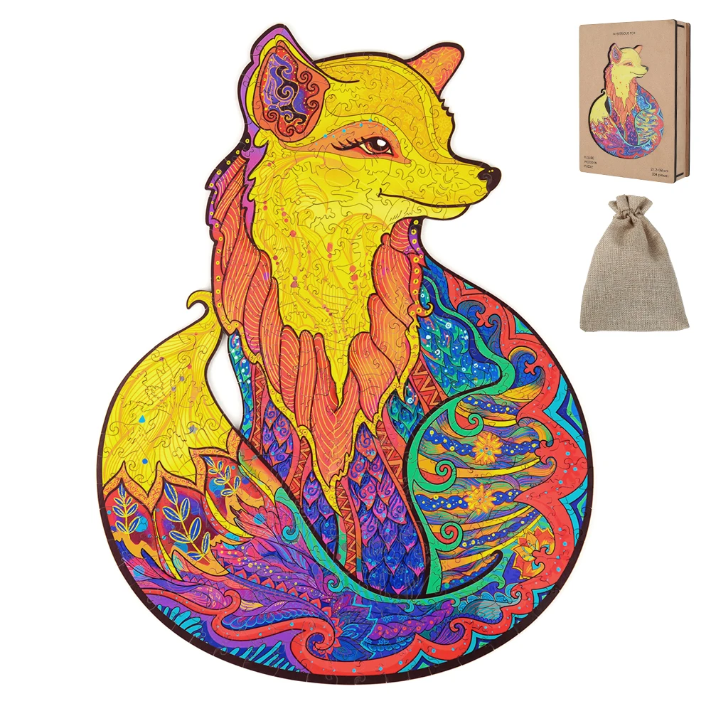 

Wooden Animal Puzzles for Adults Fox Shaped DIY Puzzle Each Piece is Animal Shaped Puzzles Christmas Gifts for Kids Jigsaw