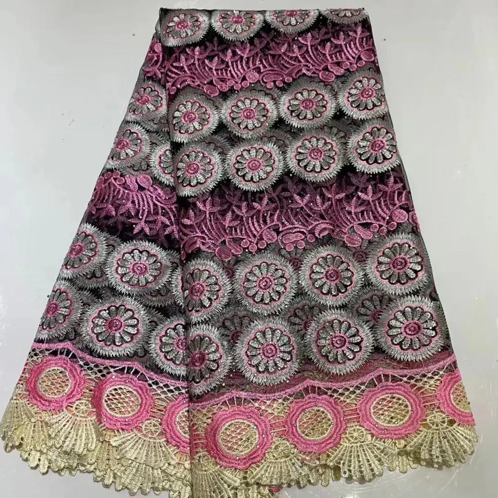 

2020 New Design French Nigerian Laces Fabric High Quality Guipure African Laces Fabric For Wedding French Tulle Lace with Stones