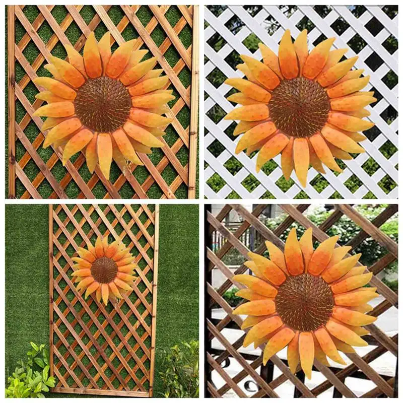 

1 шт., металлический подвесной садовый Настенный декор в виде подсолнуха