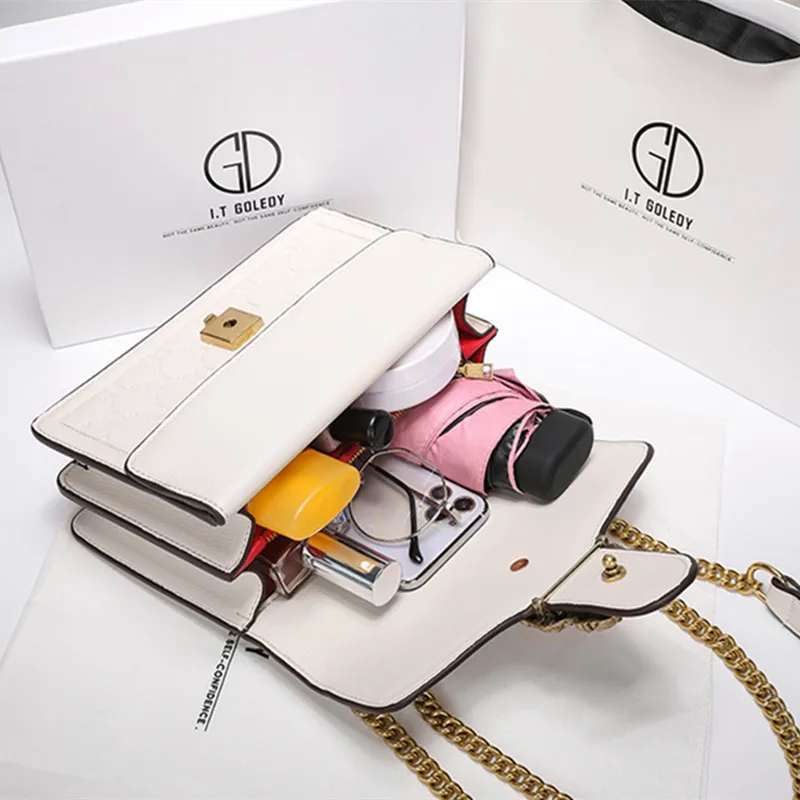 

Luxury Designer 2021 New Fashion Ladies High-quality Leather Printed Chain Flap Bag All-match Crossbody Shoulder Bag Sac Luxe Cc