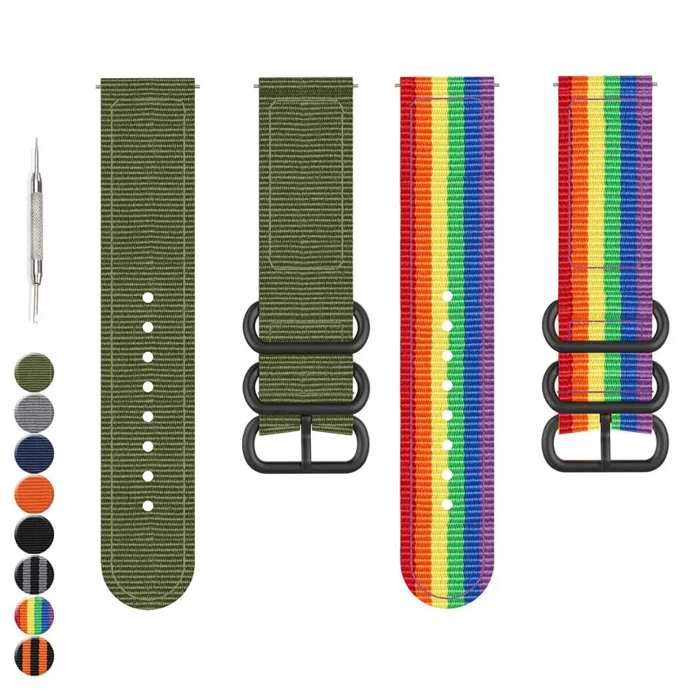 

18mm 20mm 22mm 24mm Halleykarol Strap Fabric Nylon Watchband Buckle Belt for 007 James Bond Watch Bands Colorful Rainbow