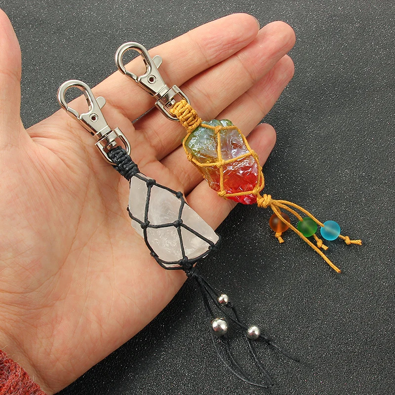 Натуральный каменный брелок веревка подвесная Пряжка автомобильный с