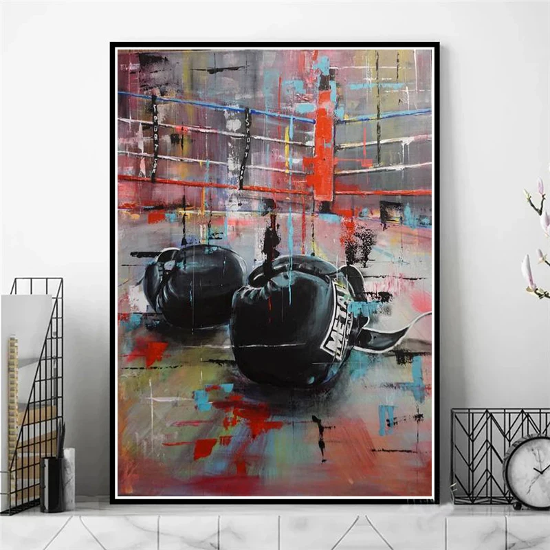 

Abstract Graffiti Boxing King Boxing Gloves Canvas Painting Cuadros Poster Printing Wall Art for Living Room Home Decoration