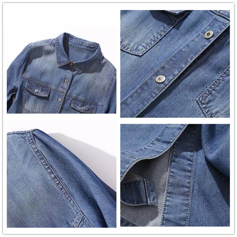 

2021 Women Dress Short Sleeve Turn Down Collar Pockets Single-breasted A Line Denim Dress Women's Clothing vestido de mujer 5XL