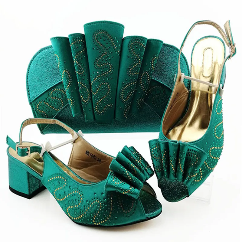 Teal Capputine/Модный свадебный простой комплект из обуви и сумки; женские вечерние туфли-лодочки в африканском стиле и сумочка в комплекте - Цвет: Teal