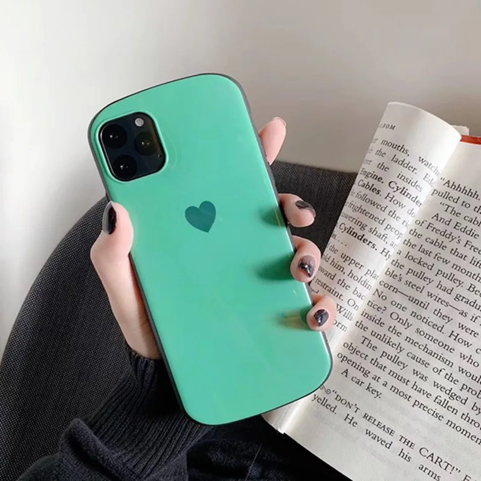 Модный чехол из закаленного стекла для iPhone 11 Pro XS Max с сердечком задняя крышка 6 6s 7 8