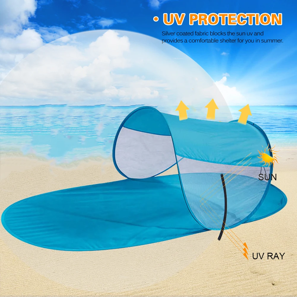 

Outdoor Pop Up Beach Tent Sun Shelter Foldable Camping Tent Kid Beach Mat Awning Sunshade Canopy For Summer Beach Hiking Camping