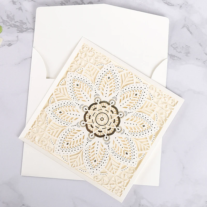 1 шт. свадебные пригласительные открытки с лазерной резкой роскошные цветочные