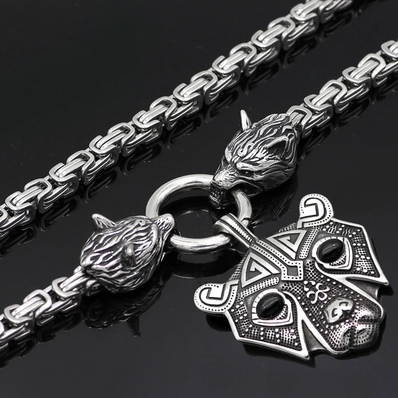 Мужское ожерелье из нержавеющей стали с подвеской в виде головы медведя|Цепочки|