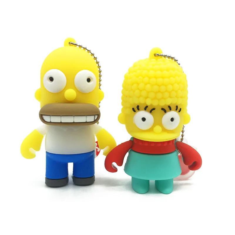 Милый мультяшный usb флеш-накопитель, 128 ГБ, память usb 2,0, 16 ГБ, 4 ГБ, 8 ГБ, usb флешка, 64 ГБ,, креативная Флешка Симпсон, 32 ГБ, флешка