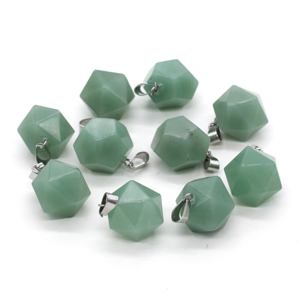 

1Pcs Natural Stone Pendant Polygon Green Aventurine Pendant For Jewelry Making DIY Necklace Bracelet Earrings Accessory