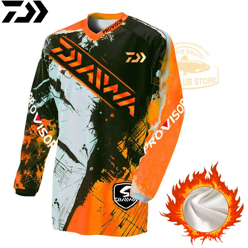 Thermal Fishing Sweater DAWA Fishing Sweatshirt Thicken Winter Fleece Fishing Jersey Long Sleeve Thermal Underwear Sweater