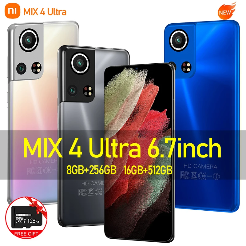 

Global Version MIX 4 Ultra 6.7Inch Smartphone Android 16GB+512GB Telephone 6000mAh Battery 4G 5G Mobile Phones Support Google