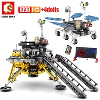 city technical lunar lander space rocket building blocks airship car model cosmonaut figures bricks toys for children