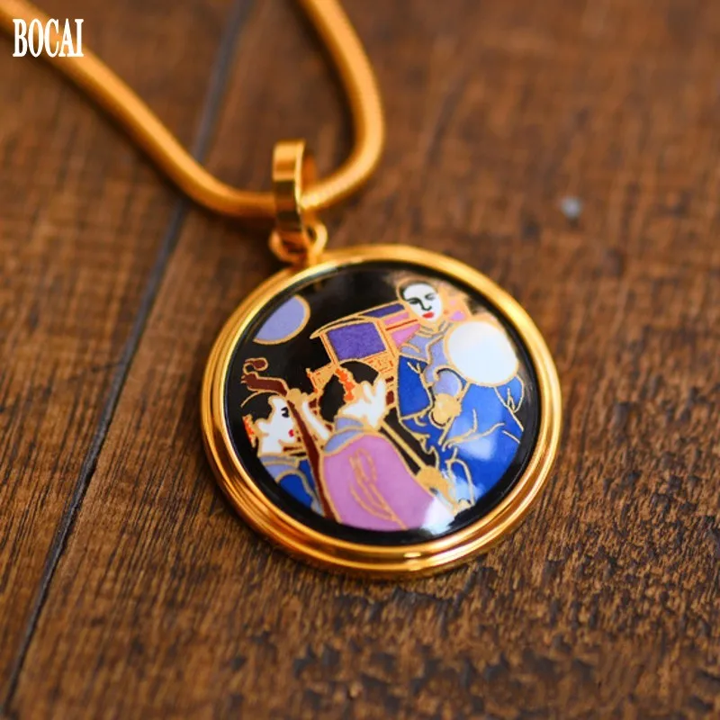 Ожерелье женское эмалированное круглое в этническом стиле 26 мм|Подвески| |