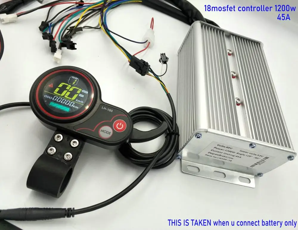 COLORED/White DISPLAY LH100+18mosfet Controller 1200w 45a Squre Wave for Electric Bike Scooter Motorbike Tricycle ATV Snowmobile | Спорт и