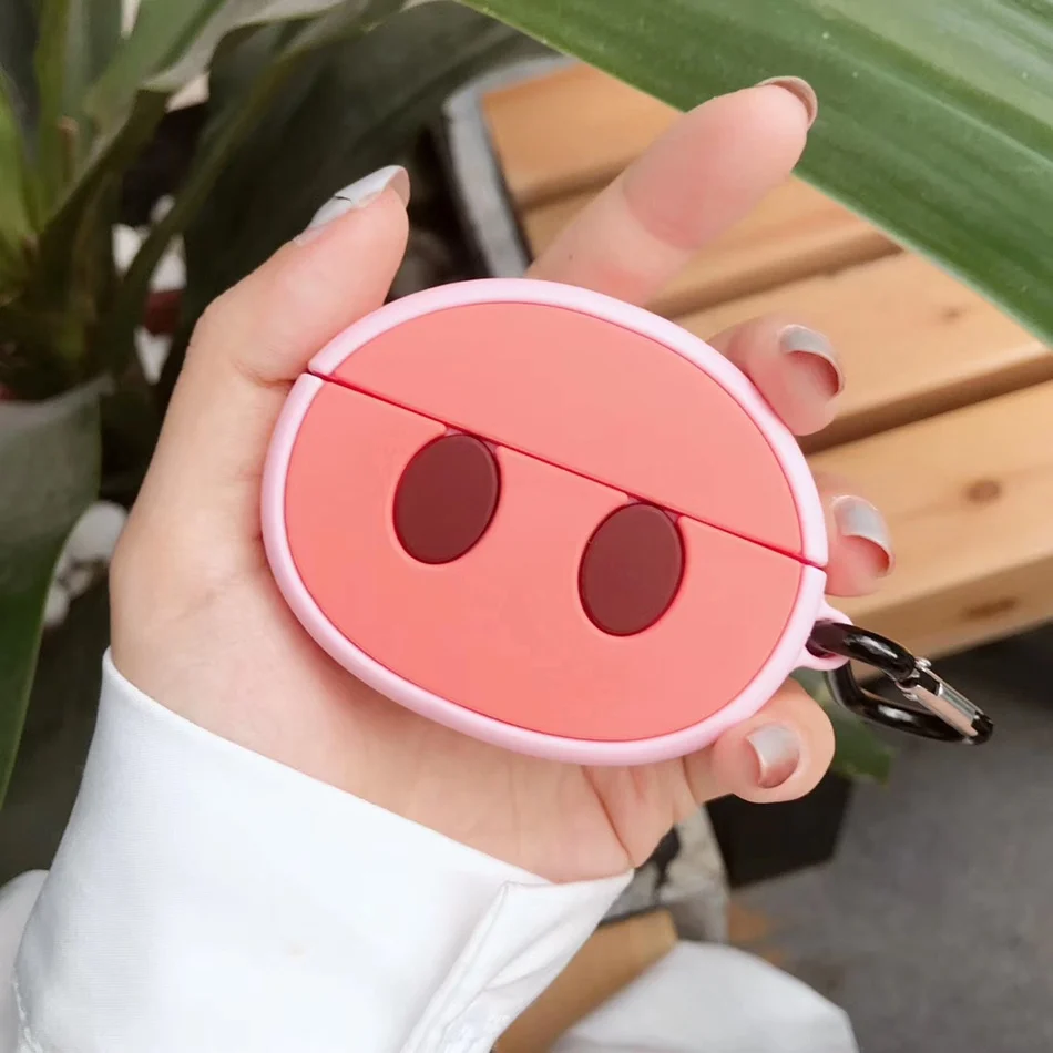 pig nose Для AirPods Pro Чехол 3D Милый Забавный инопланетянин кавайный мультяшный чехол для наушников для AirPods 3 Мягкий защитный чехол с крючок карабина - Цвет: pig nose