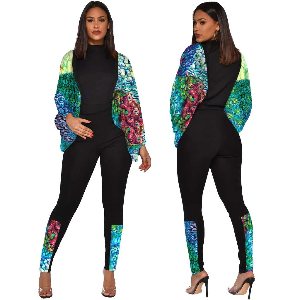 Winter Women Set Tracksuit Full Lantern Sleeve Leopard Print Tops Pants Suit Two Piece Night Club party Fitness Outfits 3912 | Женская