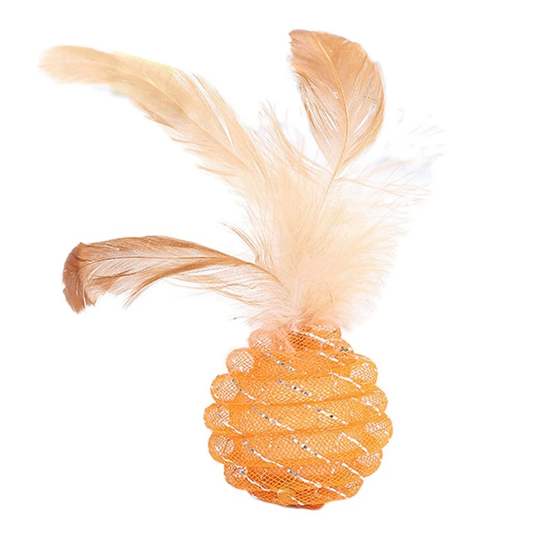 С перьями лучшая Яркая Цветная игрушка для кошек с колокольчиком