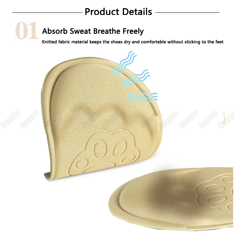 Sunvo Forefoot Pads Memory Foam Insoles for Shoes Inserts Women High Heels Sponge Plug Shoe Cushion Pain Relief Foot Care Pad
