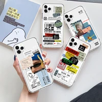 art label clear funny fashion phone case for iphone 12 11 pro max x xr xs case for iphone 13 7 8 6s plus se2020 cover soft cases
