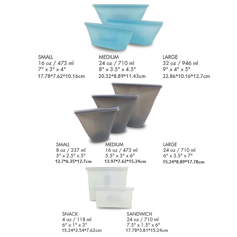 Кухня Многоразовые Силиконовые Ziplock Сумки Пищевой Замораживатель Сумка