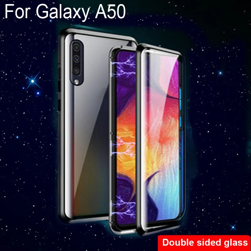 Роскошный Магнитный чехол для samsung Galaxy A50 a50 металлический каркас Doubl стекло в рамке крышка GalaxyA 50 защитный чехол для телефона