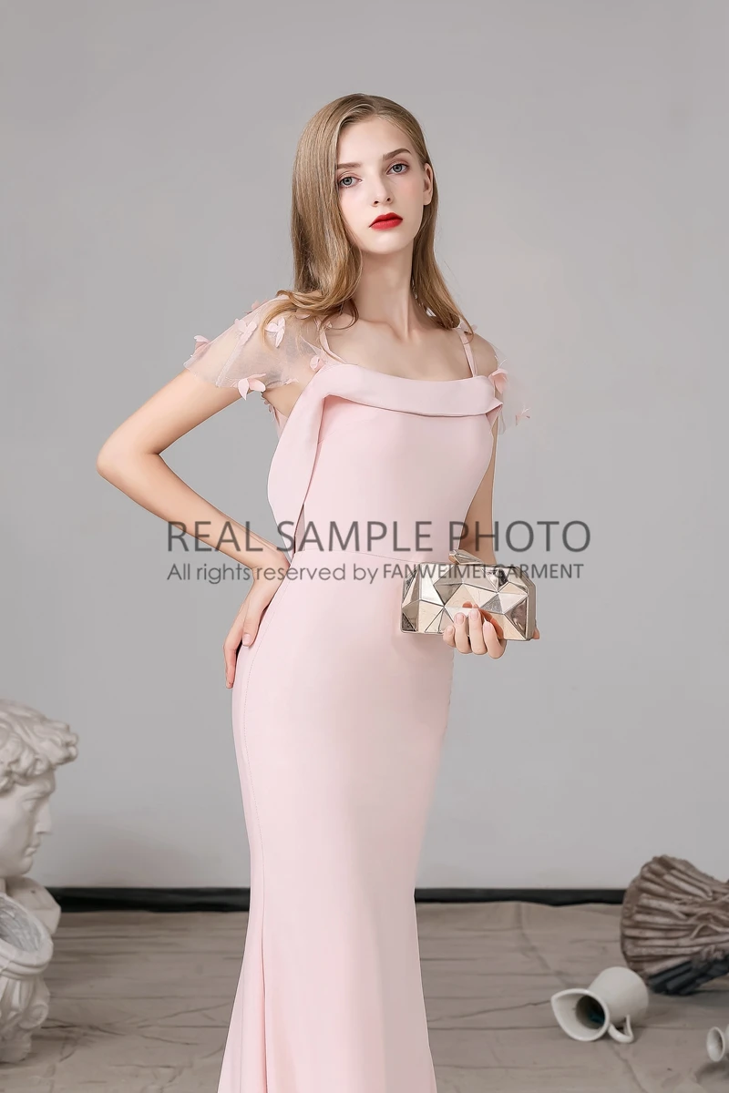 Розовый светло розовый атласное вечернее платье с Бисер цветок Для женщин часть