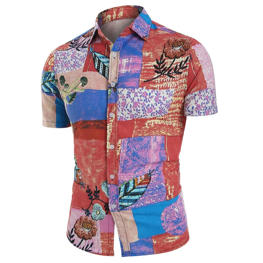 Мужская летняя рубашка с отложным воротником и короткими рукавами|Повседневные