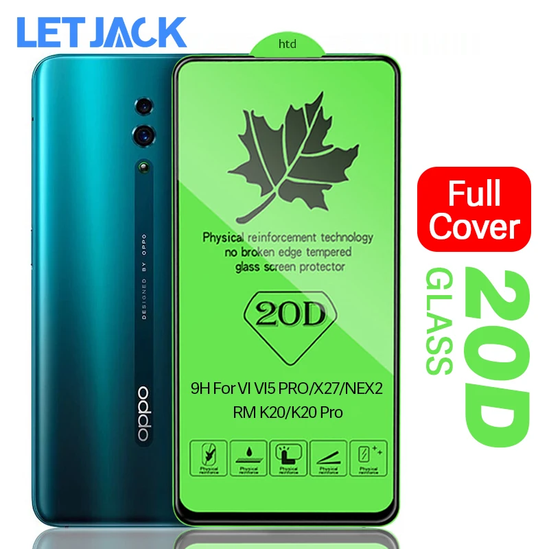 Защитное стекло 20D с изогнутыми краями и полным покрытием для Oppo Reno 10X Zoom F11 Pro A9 AX5S