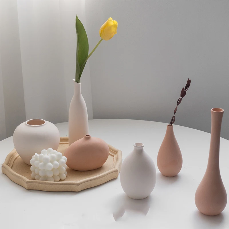 

Nordic Ceramic Vase Flower Arrangement Home Livingroom Desktop Figurines Decoration Coffee Table Club Cabinet Furnishing Crafts