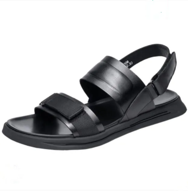 Черные летние мужские удобные модные повседневные сандалии полоски