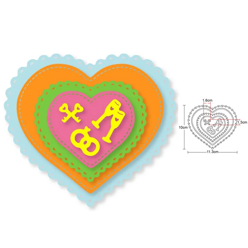 

Metal Cutting Dies layer heart shape frame Decorative Scrapbooking 2020 new Craft Die Cut Embossing Paper Cards cutter Stencils
