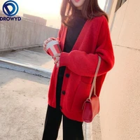 2021 autumn and winter new loose knit sweater coat jacket korean style lazy style sweater cardigan trend kintted sweater top