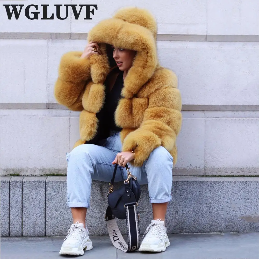European and American fashion warm fur coat real fox fur coat natural fox fur jacket hat plus hood ins support retail wholesale enlarge