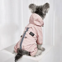 waterproof pet clothes jumpsuit reflective dog jacket small dog water resistant dog raincoat clothes pet supplies