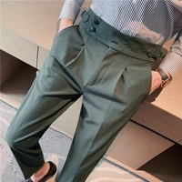 2021 new mens suit pants solid color casual business dress pants slim dress trousers quality mens classic groom wedding pants