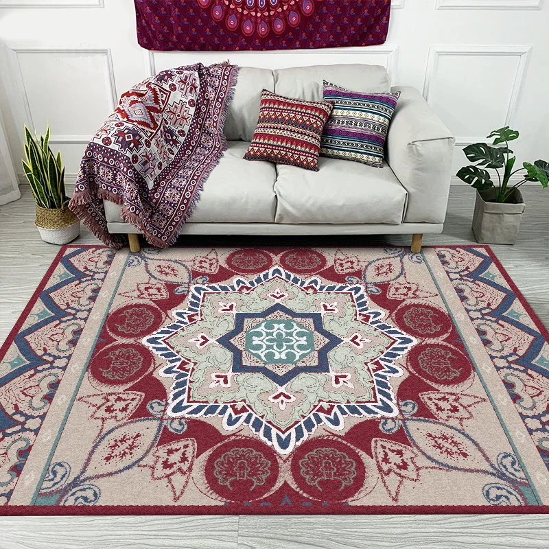 

Fashion Rugs for Bedroom Ethnic Style Red Blue Green Floral Living Room Kitchen Bathroom Bedside Carpet Floor Mat In The Room