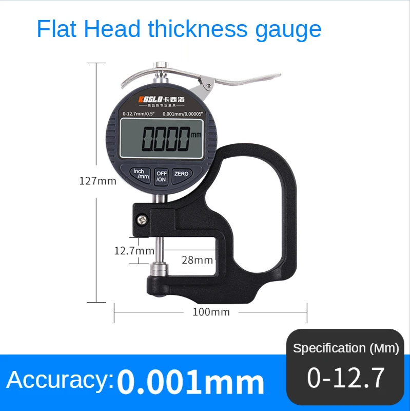 0-12.7mm Digital Micron Thickness Gauge Tester Meter Micrometer Caliper Gauge Measuring Tools 0.001mm